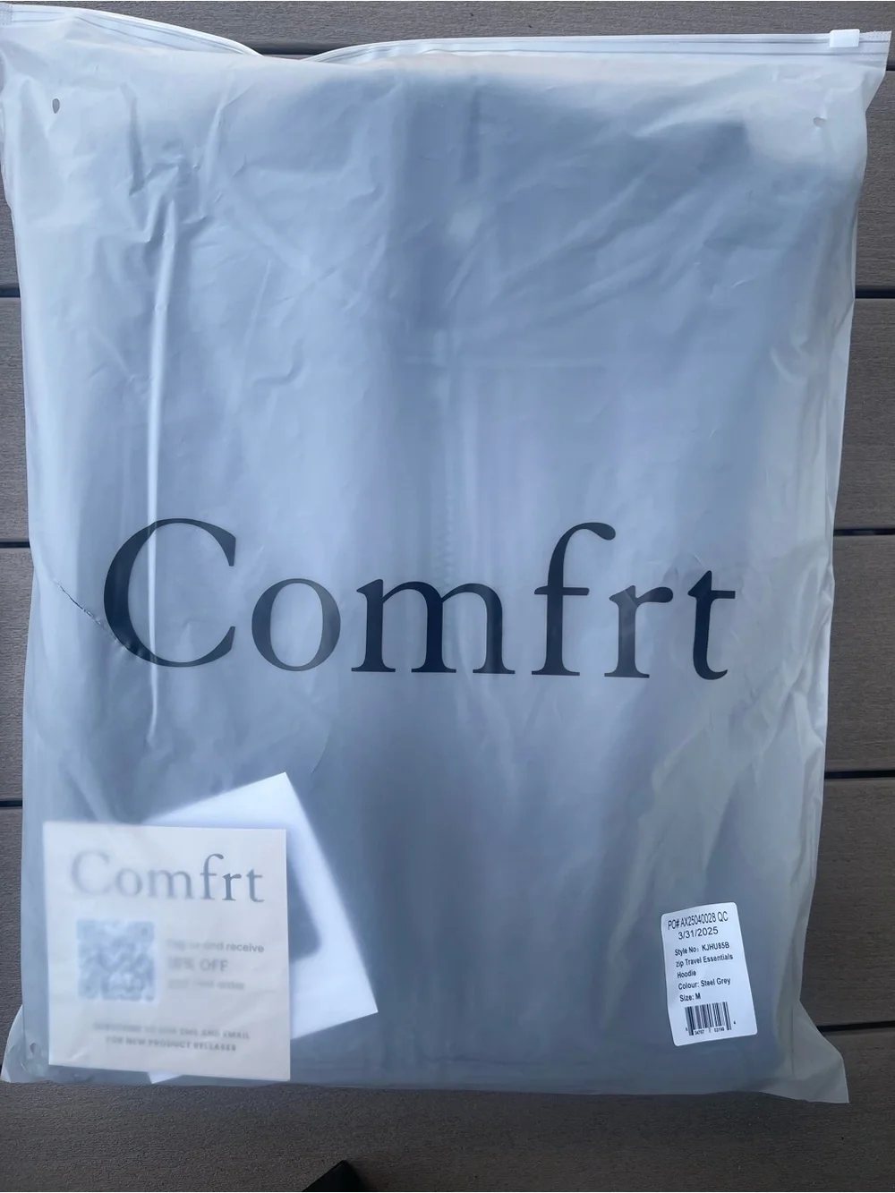 Comfrt Zip Travel Essentials Hoodie steel Grey Unisex - Picture 4 of 6